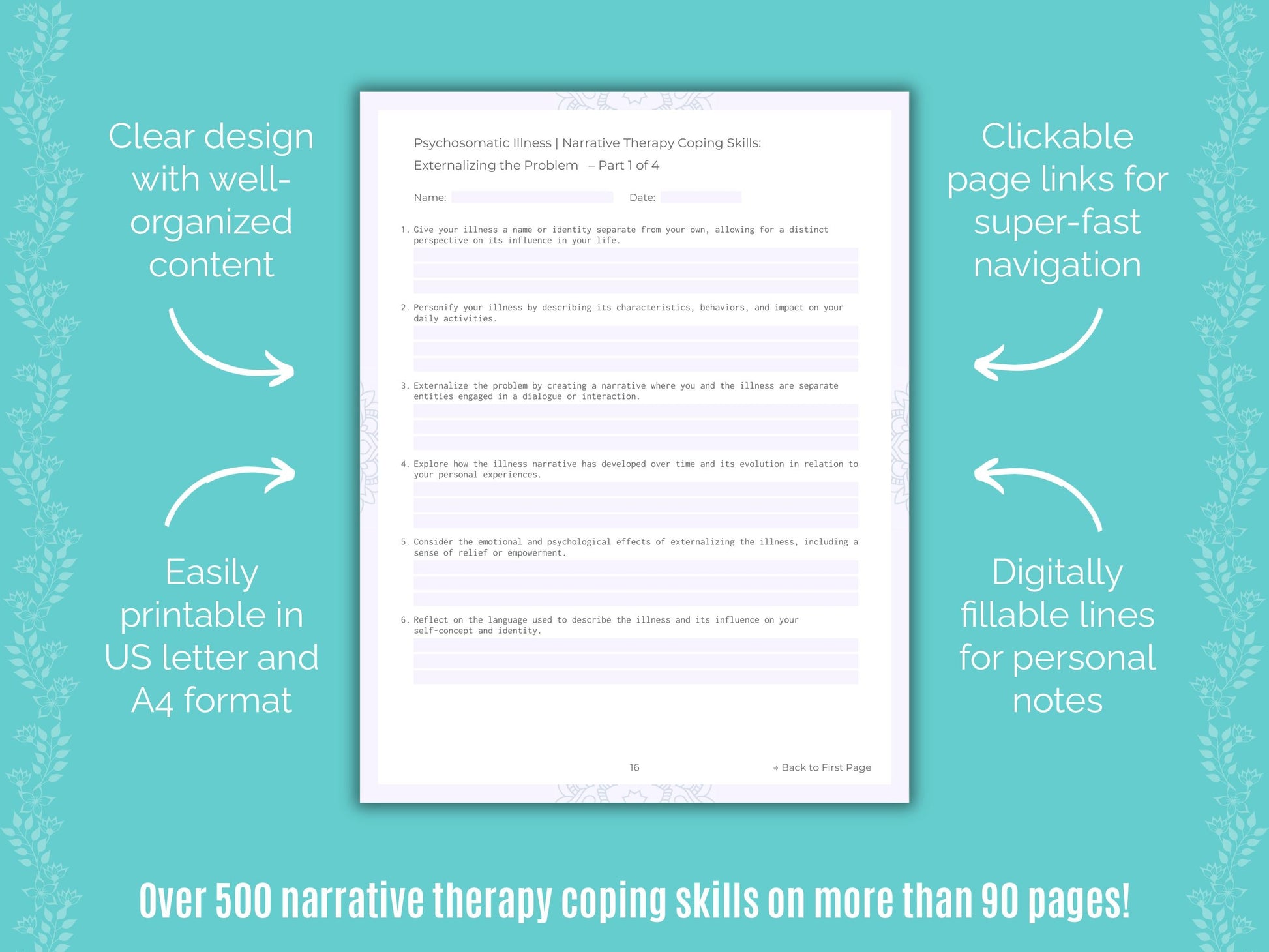 Psychosomatic Illness Narrative Therapy Counseling Templates