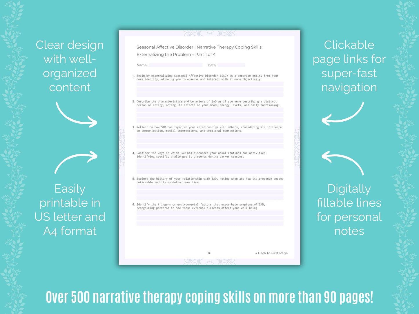Seasonal Affective Disorder Narrative Therapy Counseling Templates