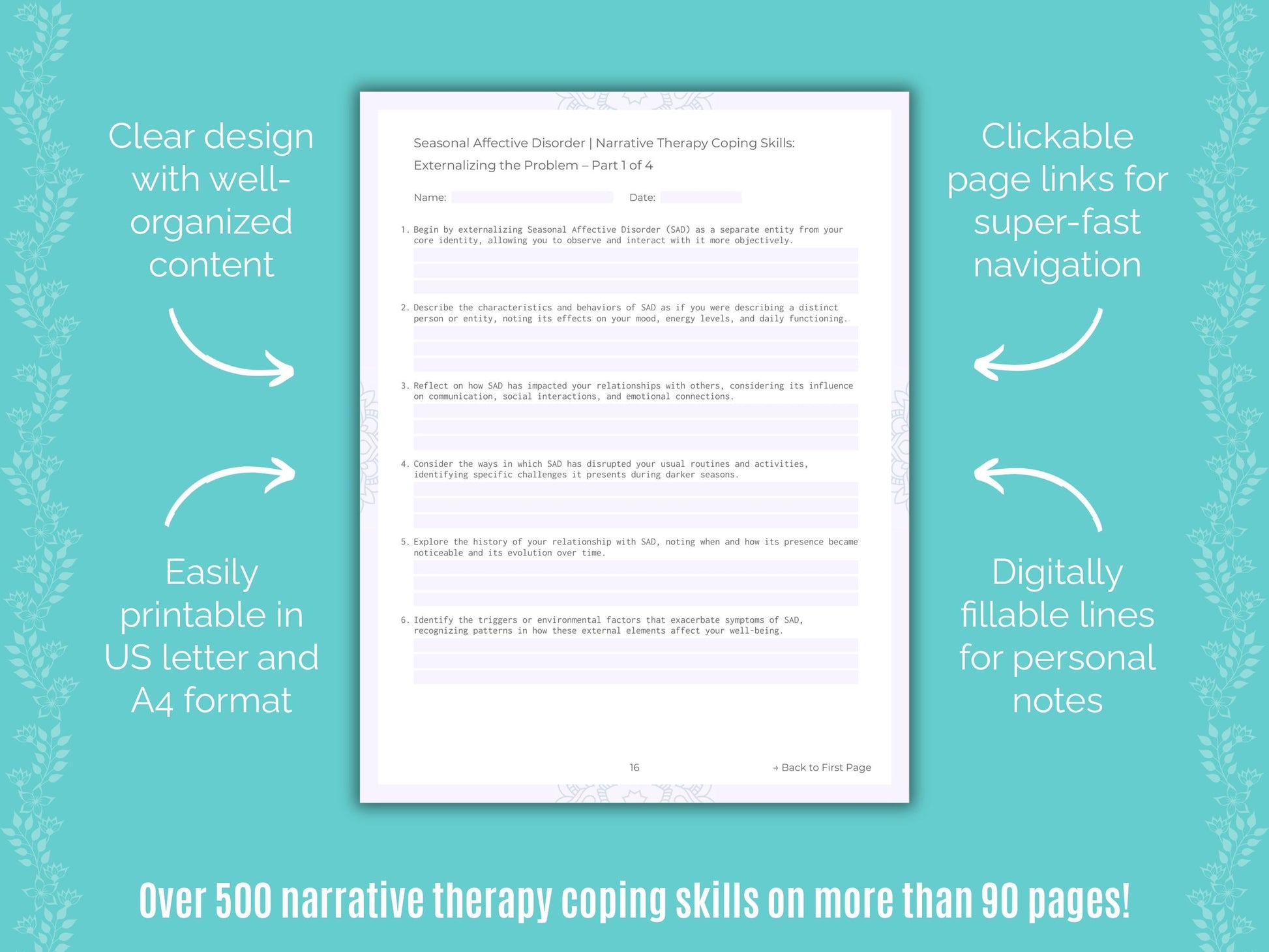 Seasonal Affective Disorder Narrative Therapy Counseling Templates