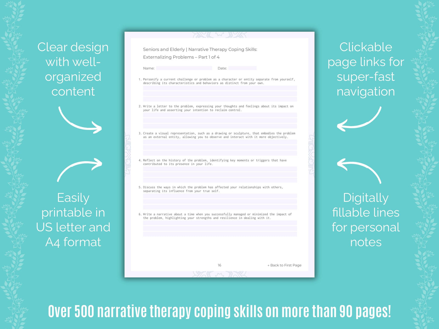 Seniors and Elderly Narrative Therapy Counseling Templates