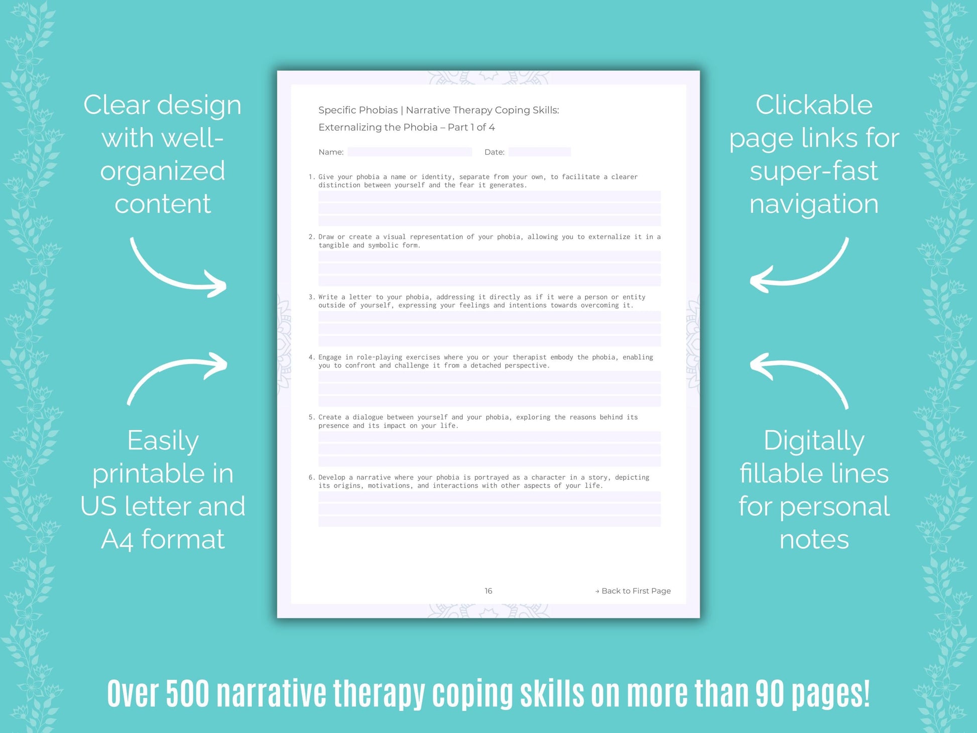 Specific Phobias Narrative Therapy Counseling Templates