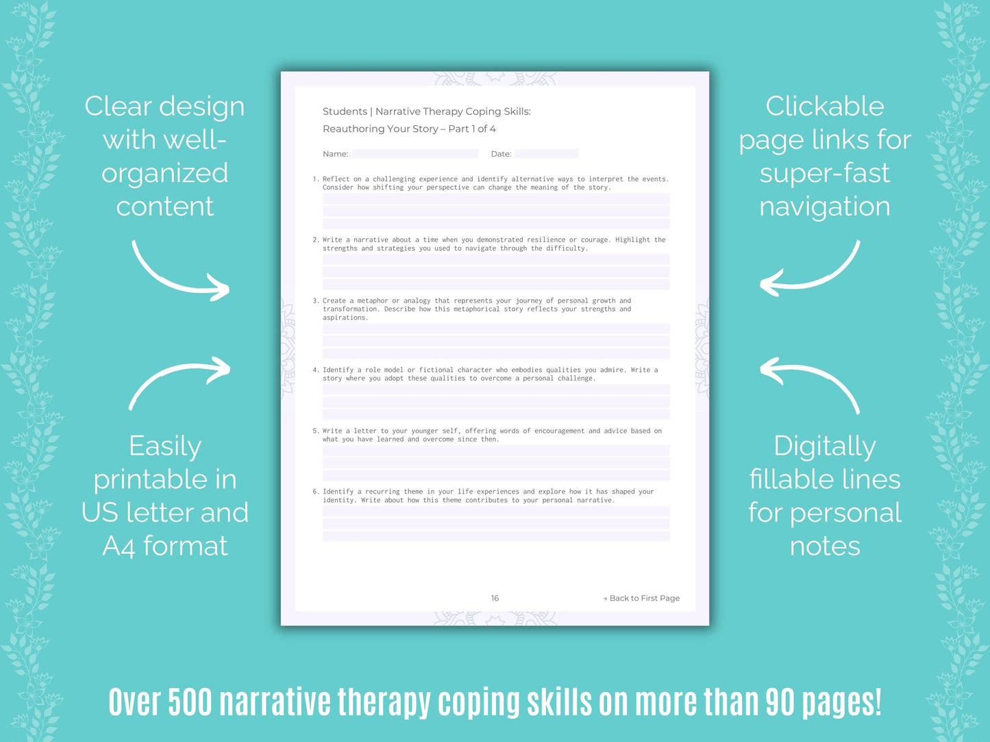 Students Narrative Therapy Counseling Templates