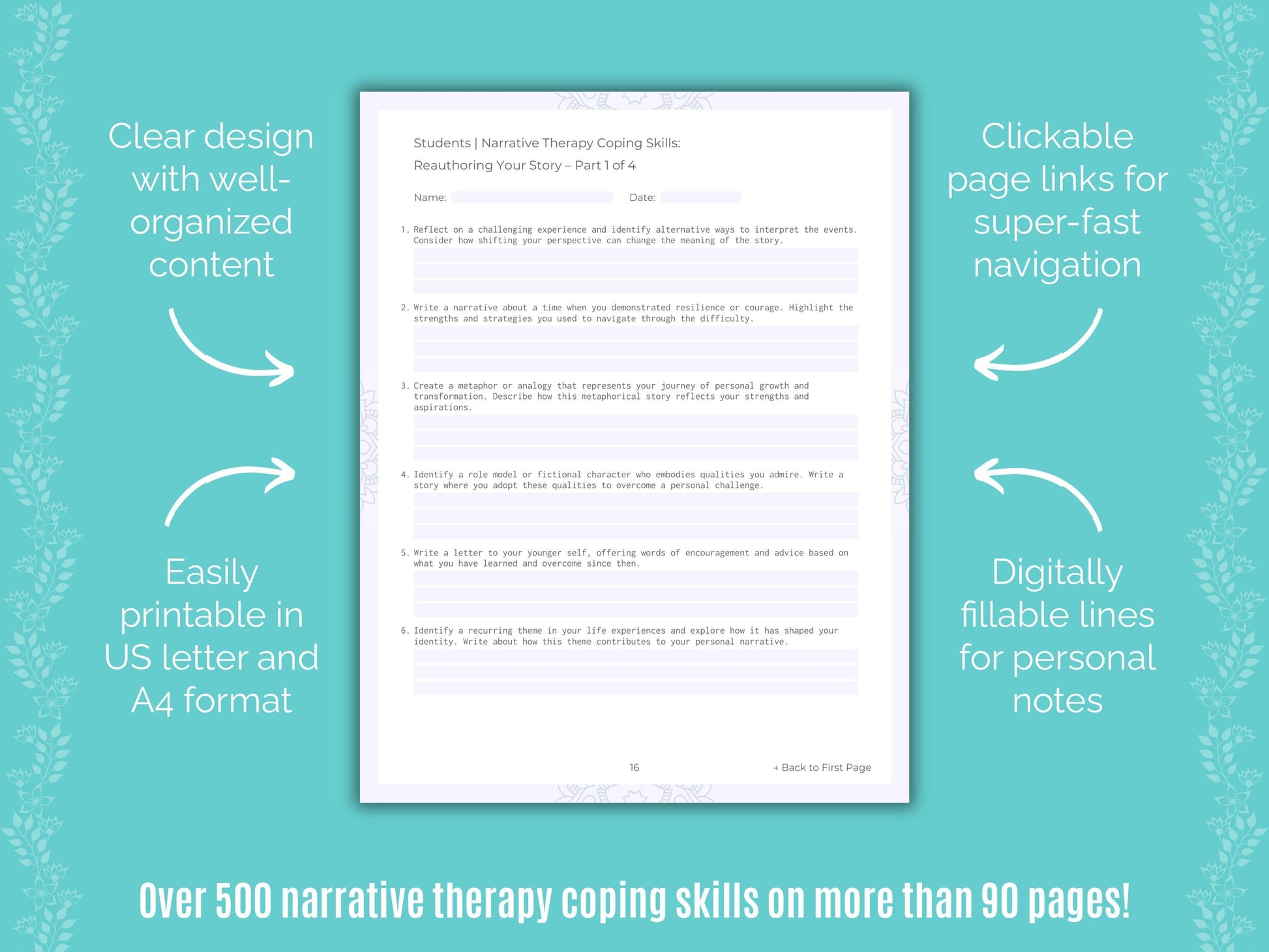 Students Narrative Therapy Counseling Templates