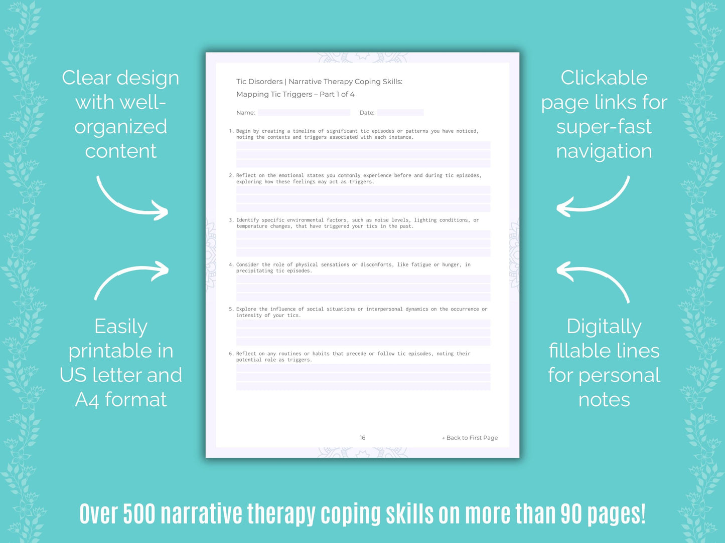 Tic Disorders Narrative Therapy Counseling Templates