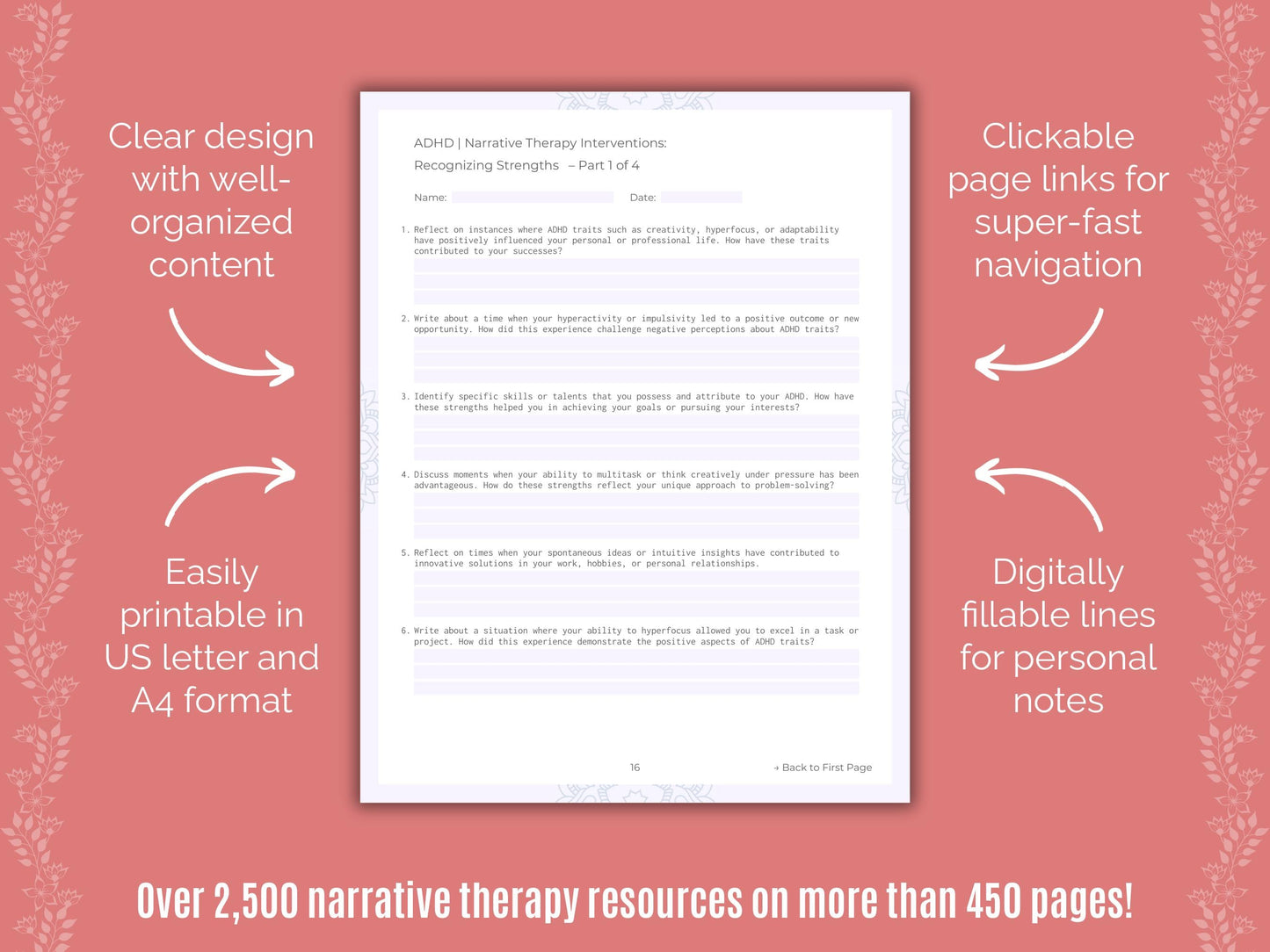 ADHD Narrative Therapy Counseling Templates