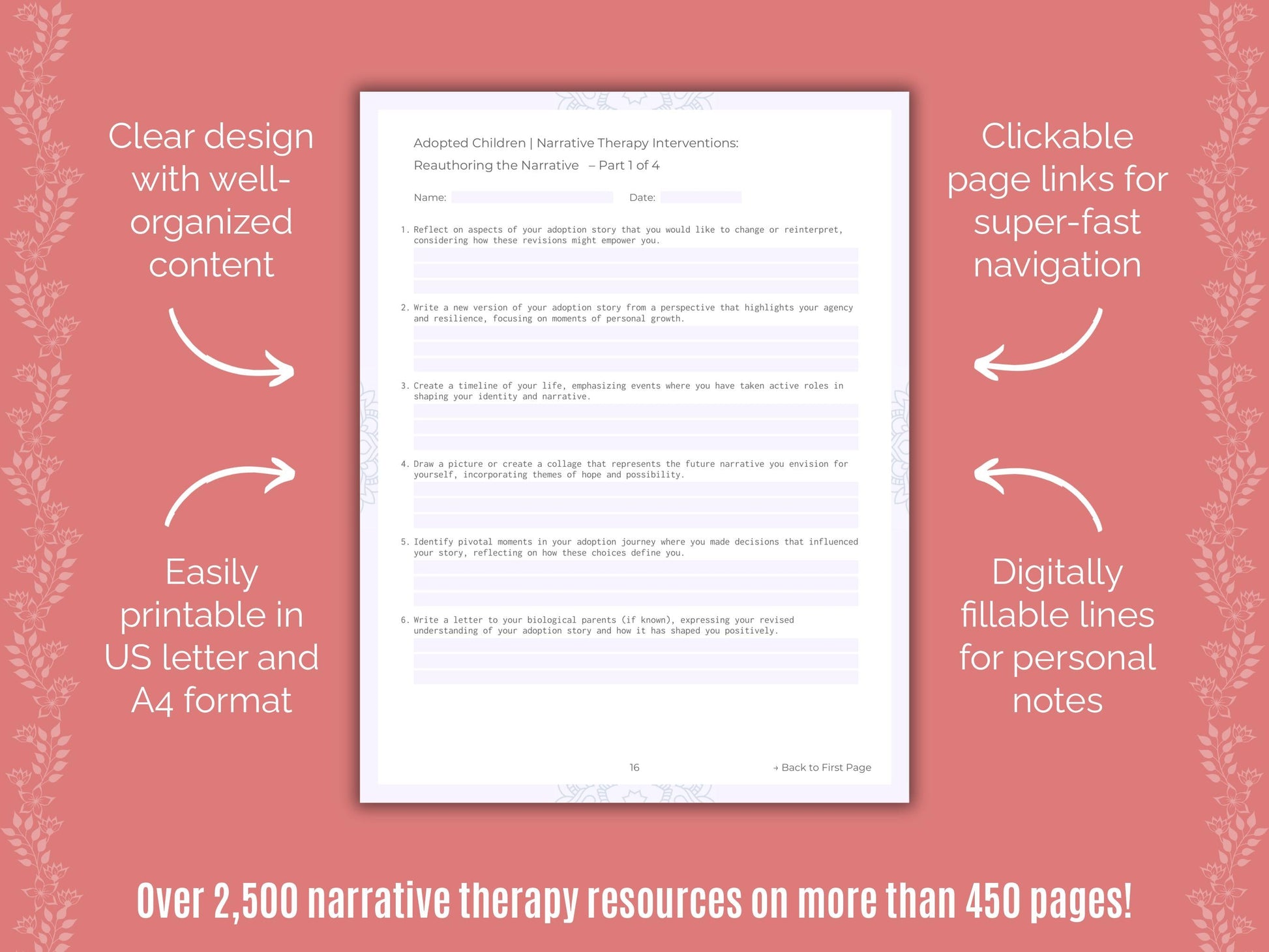 Adopted Children Narrative Therapy Counseling Templates