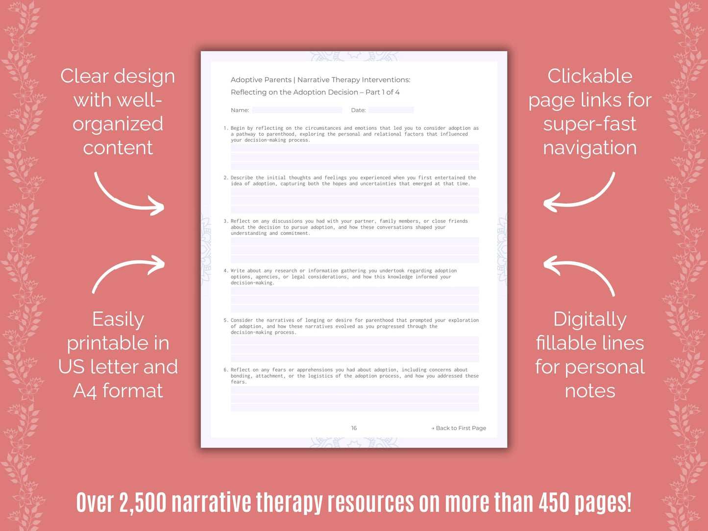 Adoptive Parents Narrative Therapy Counseling Templates