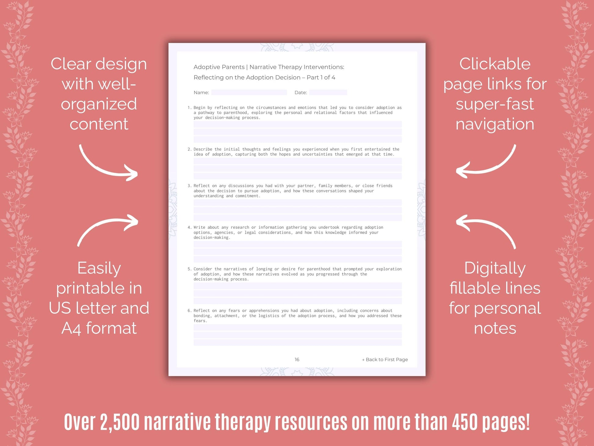 Adoptive Parents Narrative Therapy Counseling Templates