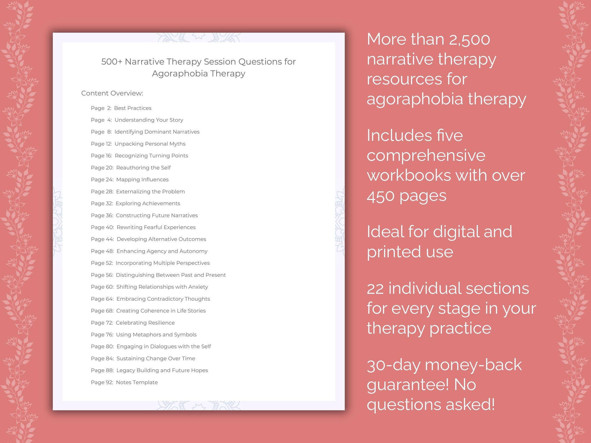 Agoraphobia Narrative Therapy Therapist Worksheets