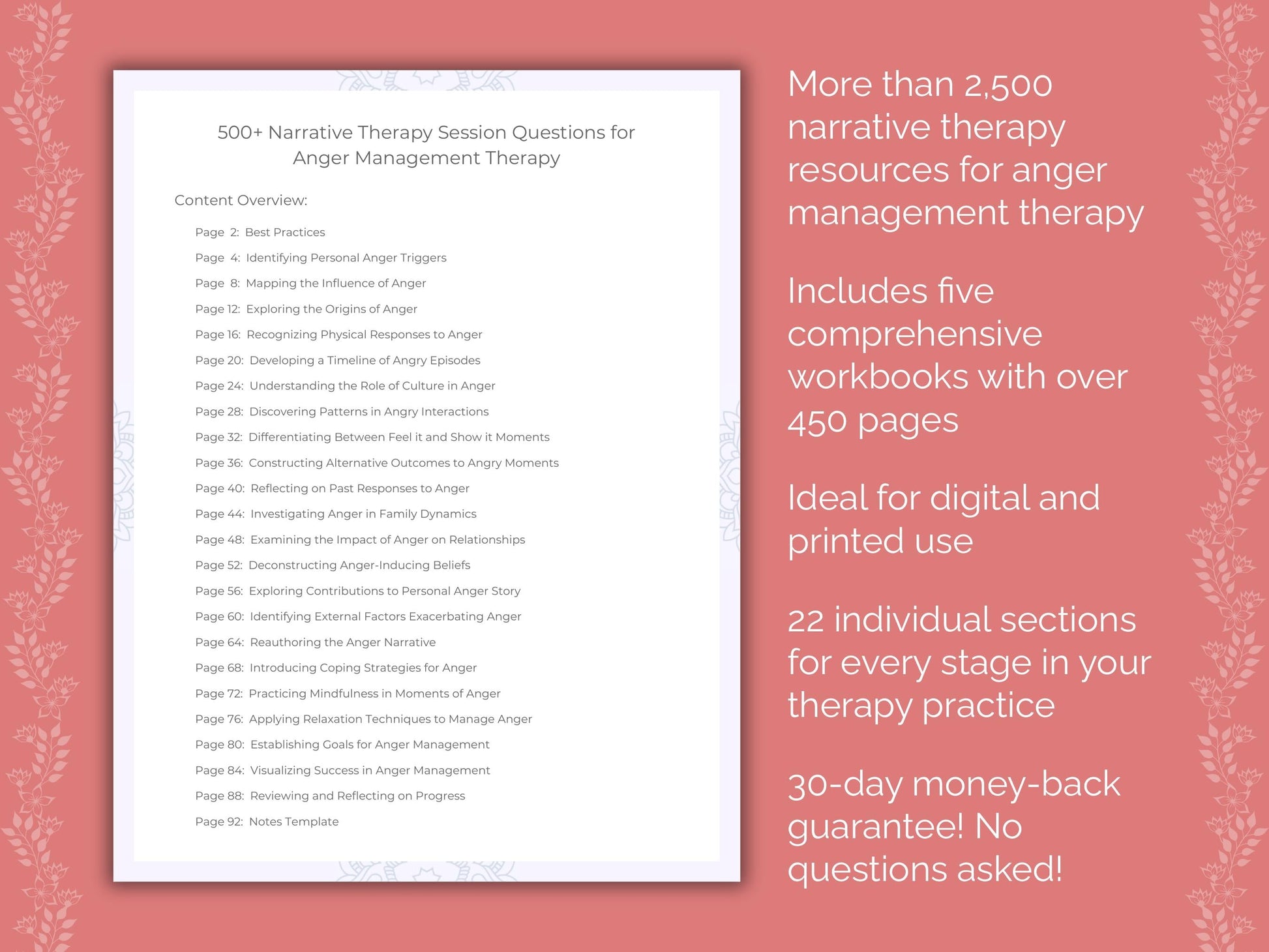 Anger Management Narrative Therapy Therapist Worksheets