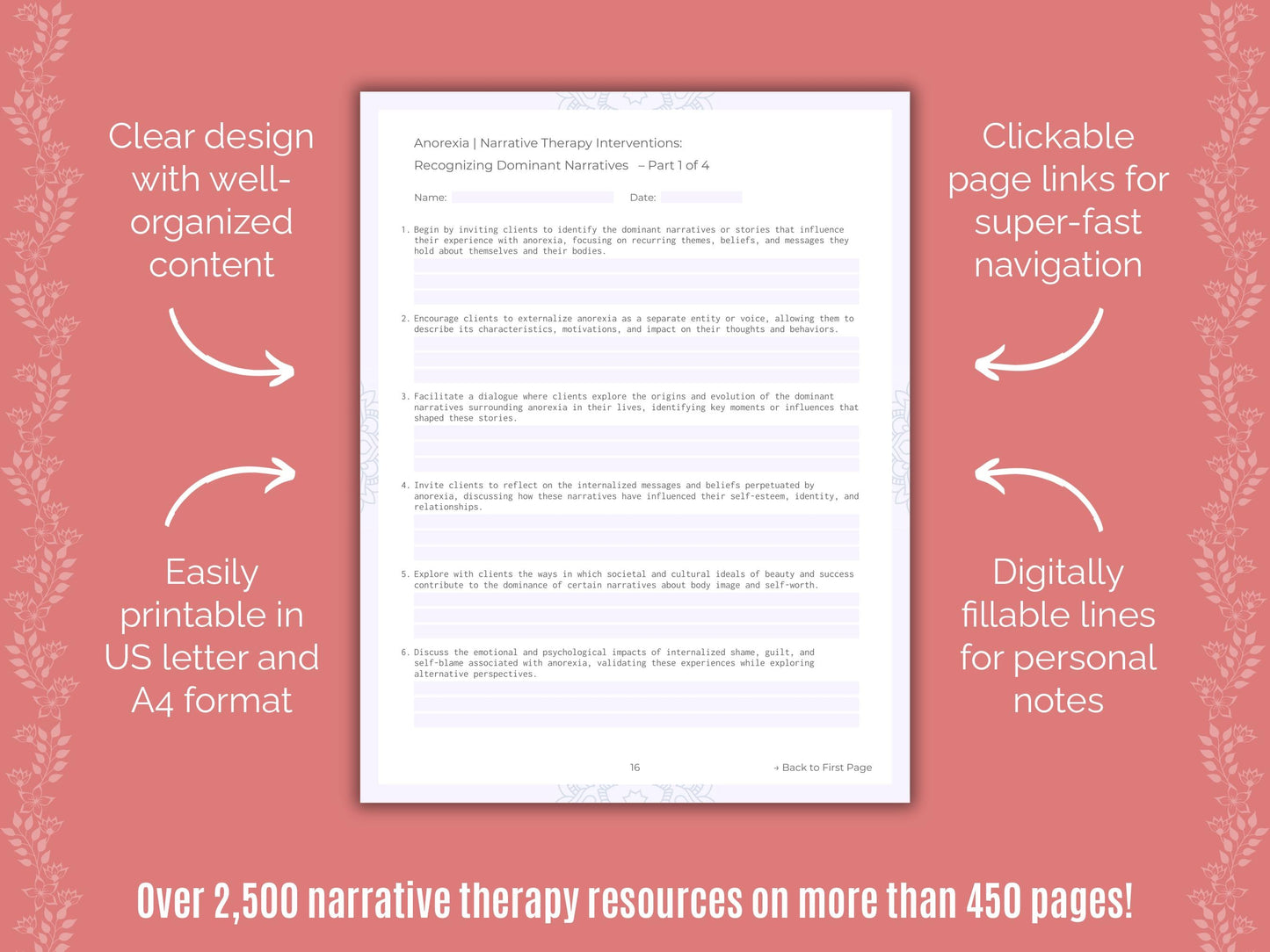 Anorexia Narrative Therapy Counseling Templates