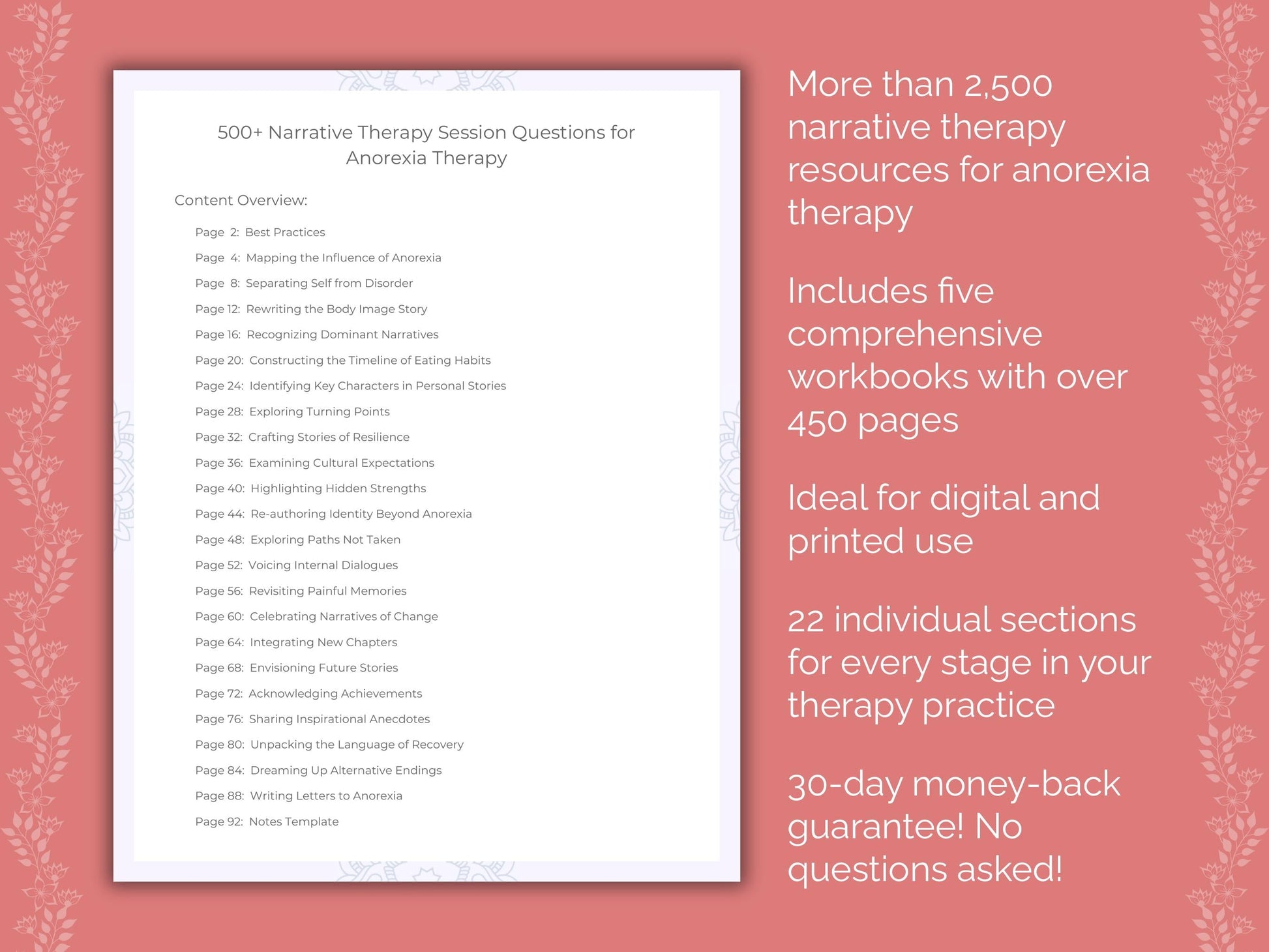 Anorexia Narrative Therapy Therapist Worksheets