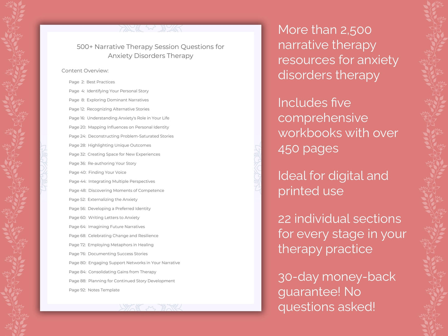 Anxiety Disorders Narrative Therapy Therapist Worksheets