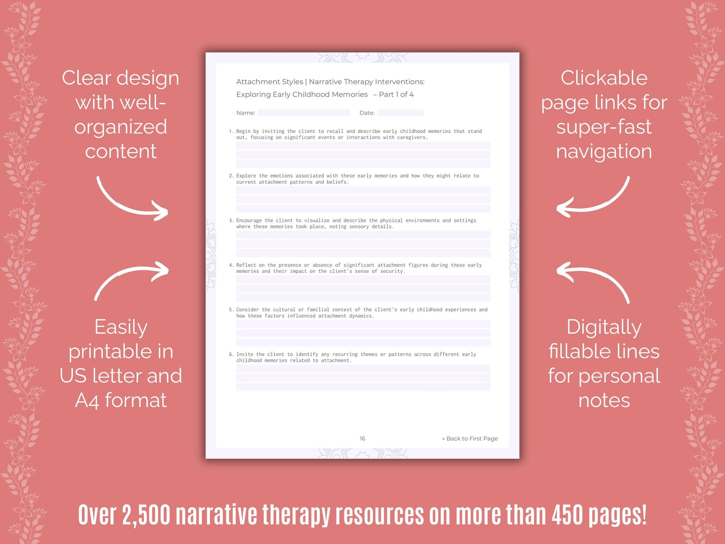 Attachment Styles Narrative Therapy Counseling Templates