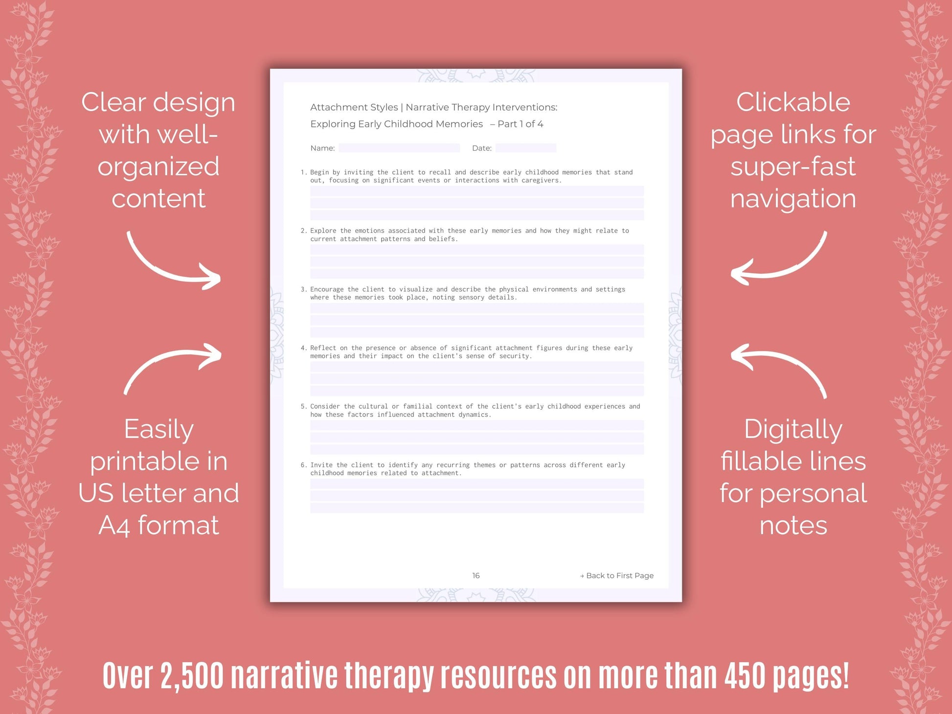 Attachment Styles Narrative Therapy Counseling Templates