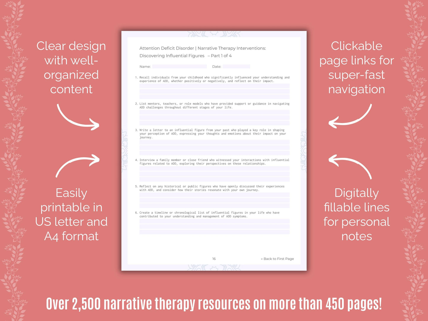 Attention Deficit Disorder (ADD) Narrative Therapy Counseling Templates