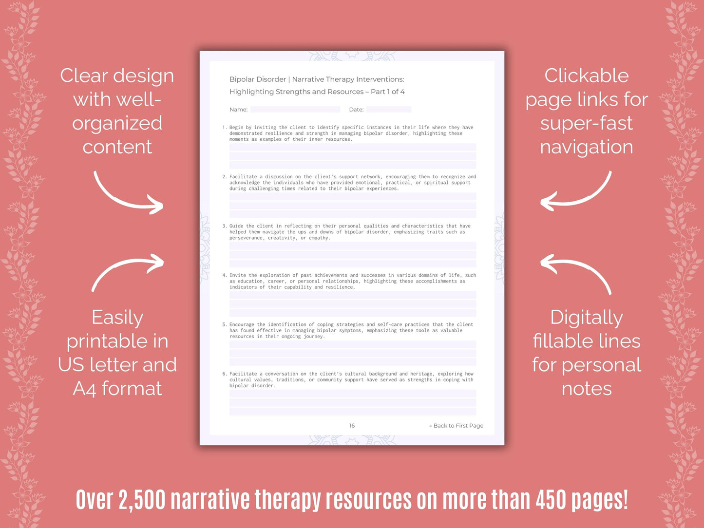 Bipolar Disorder Narrative Therapy Counseling Templates