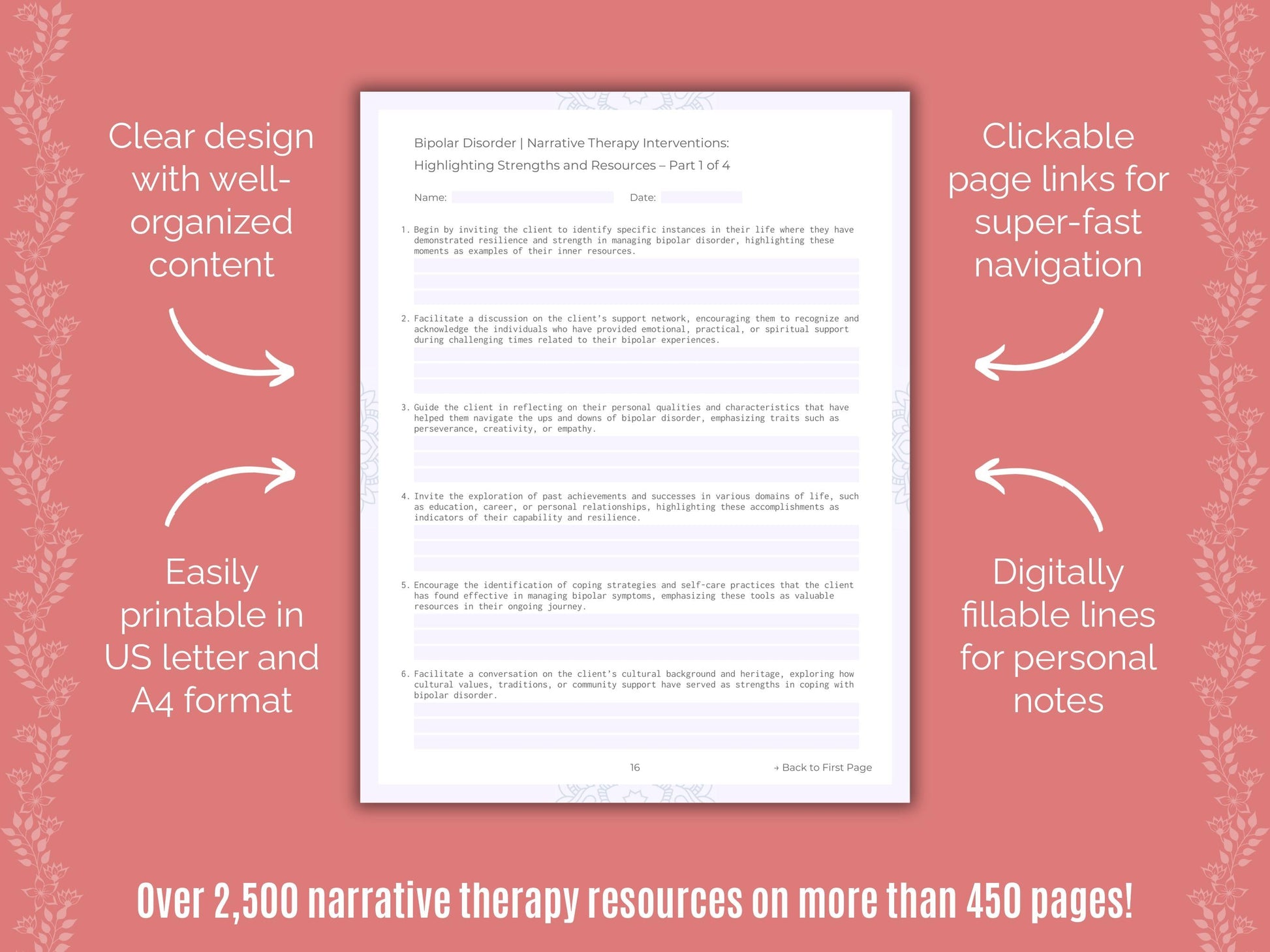 Bipolar Disorder Narrative Therapy Counseling Templates