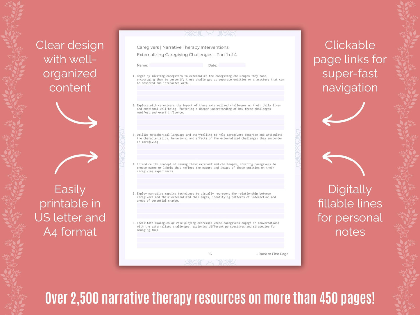 Caregivers Narrative Therapy Counseling Templates