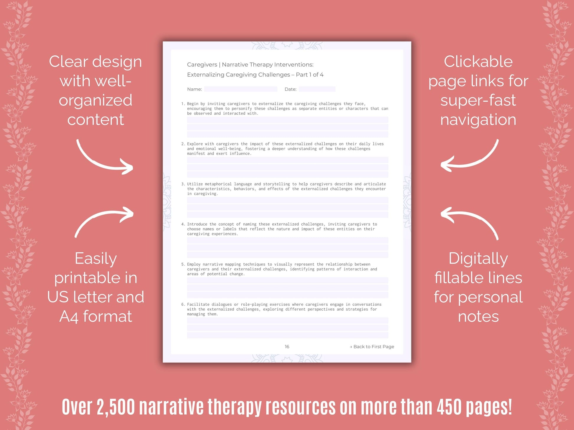 Caregivers Narrative Therapy Counseling Templates