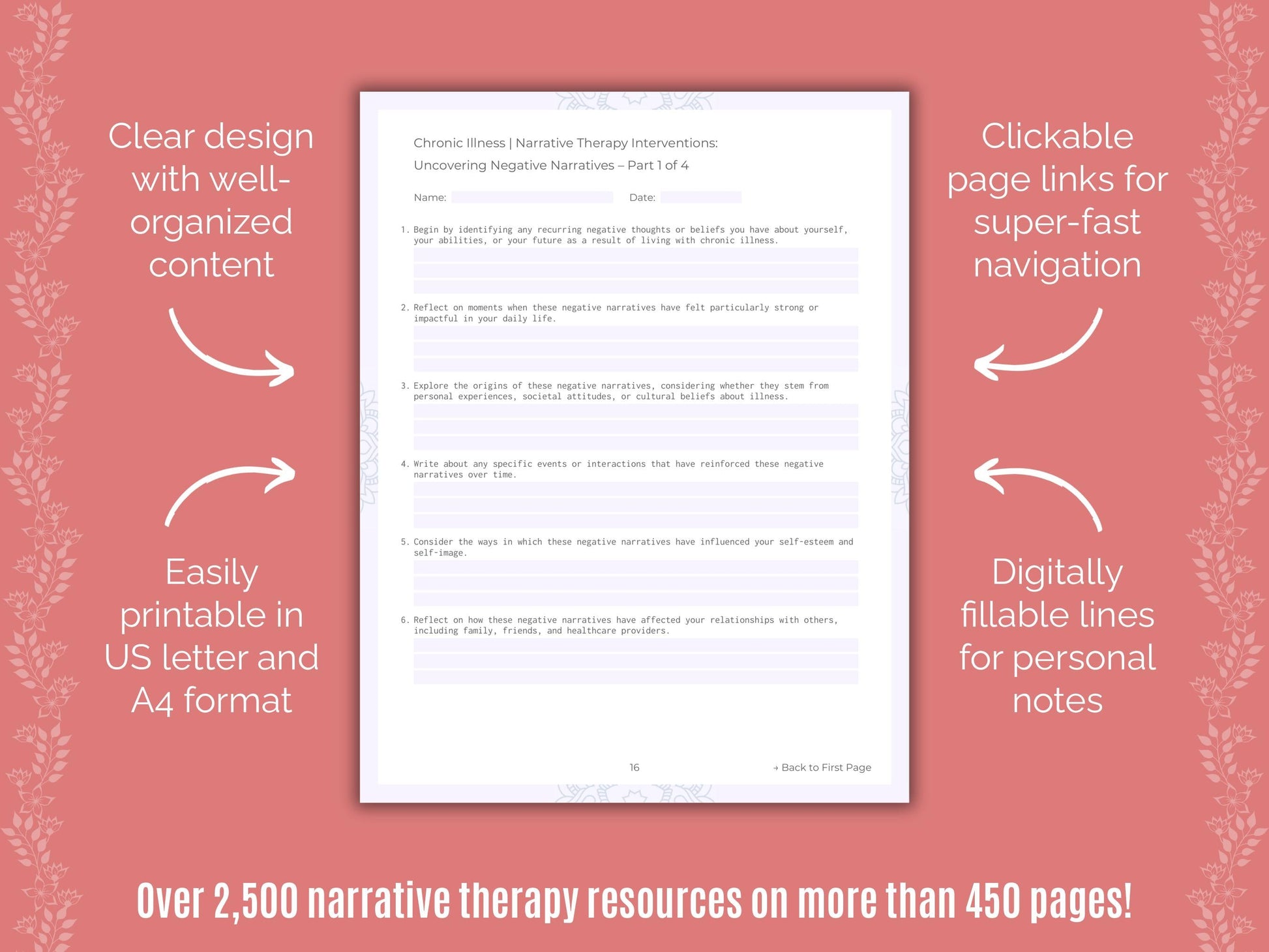 Chronic Illness Narrative Therapy Counseling Templates