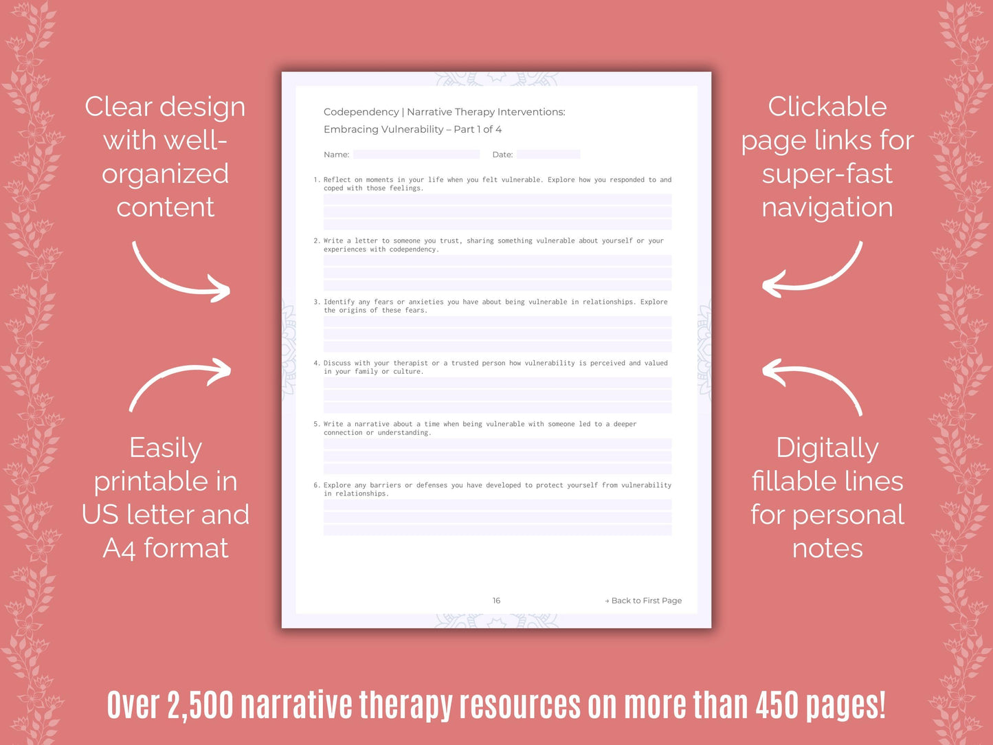 Codependency Narrative Therapy Counseling Templates