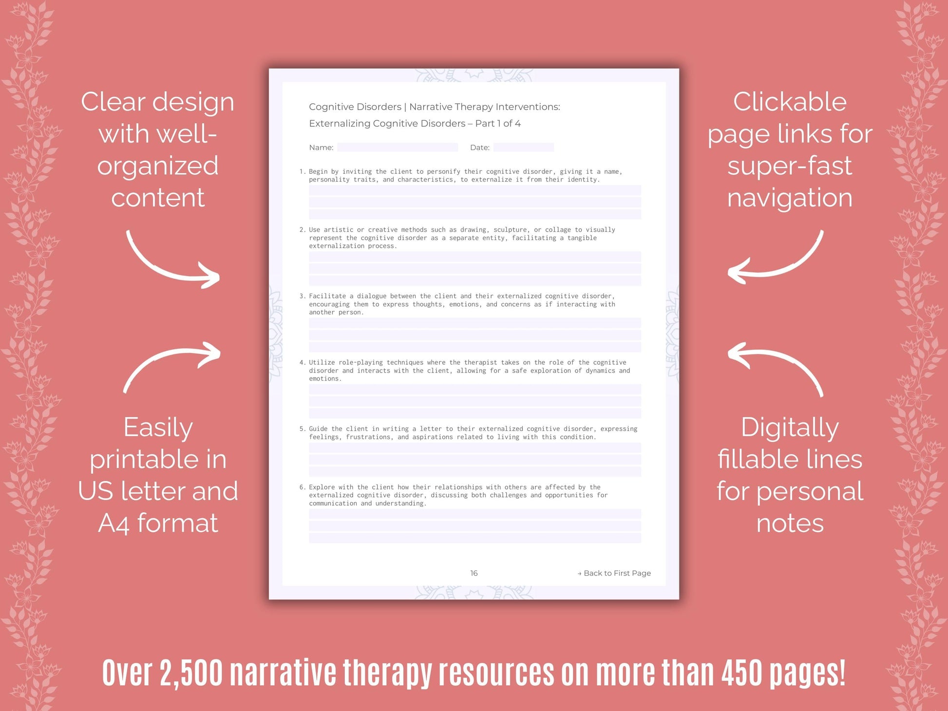 Cognitive Disorders Narrative Therapy Counseling Templates