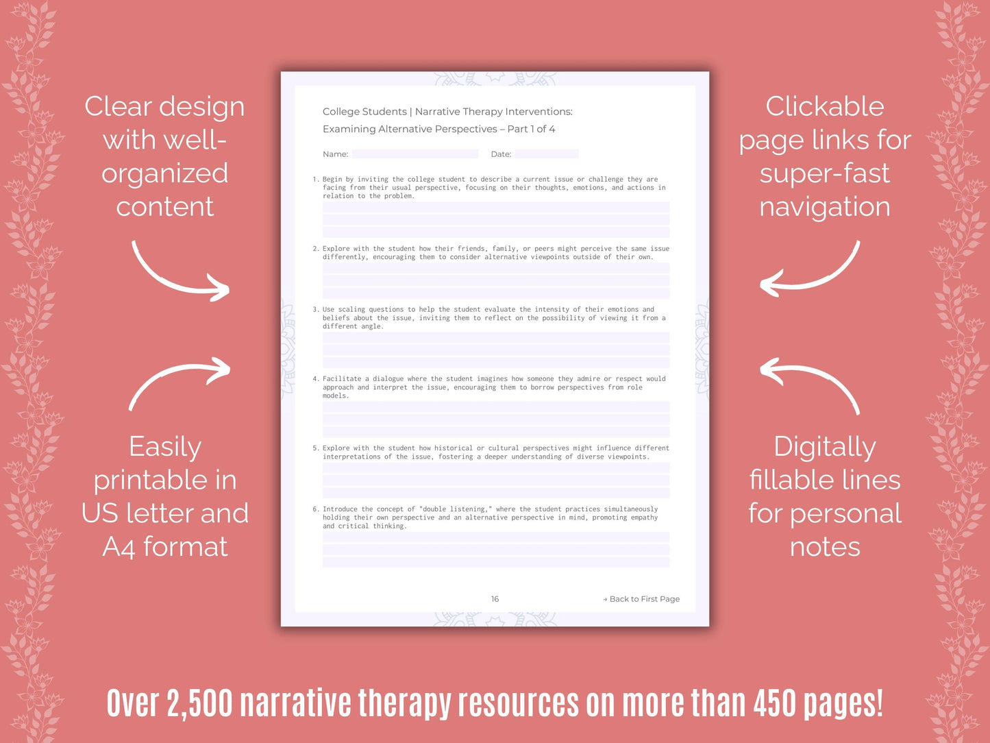 College Students Narrative Therapy Counseling Templates