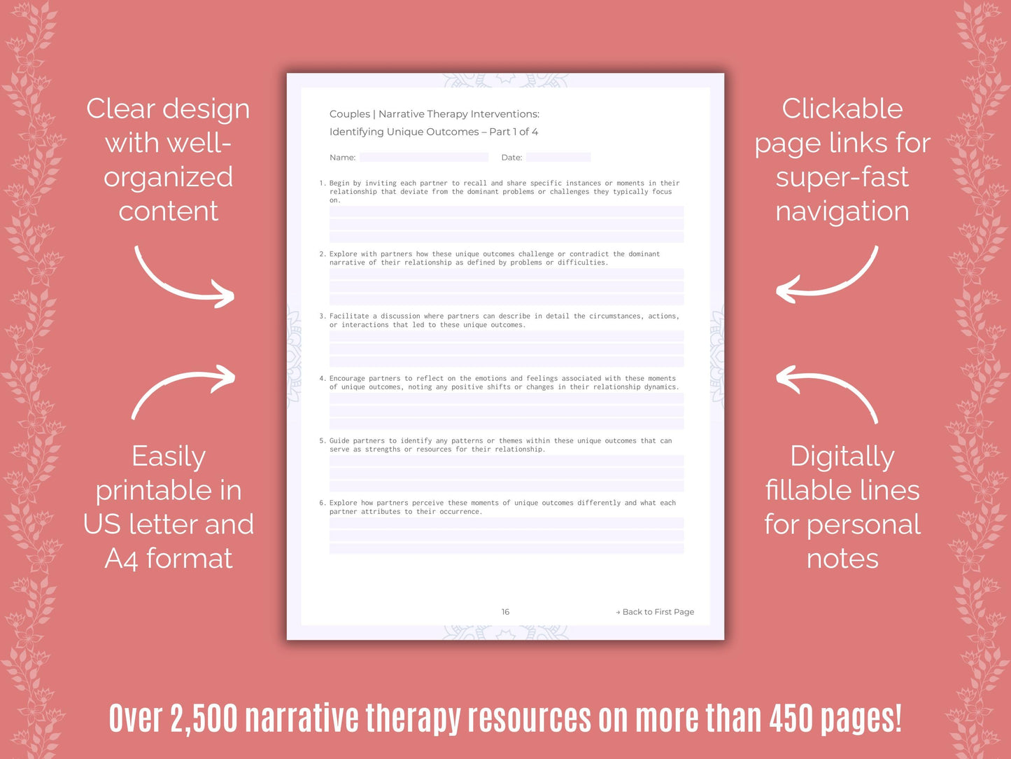 Couples Narrative Therapy Counseling Templates