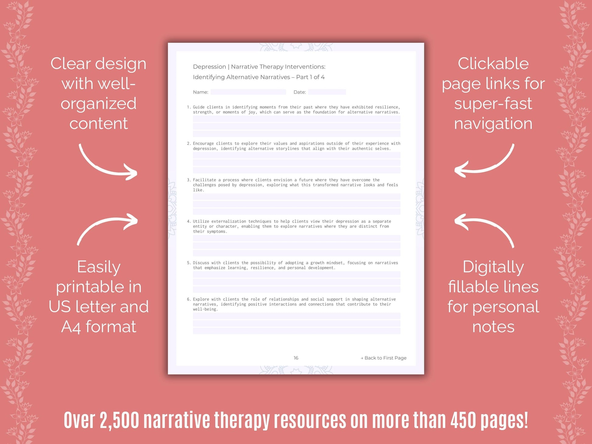 Depression Narrative Therapy Counseling Templates