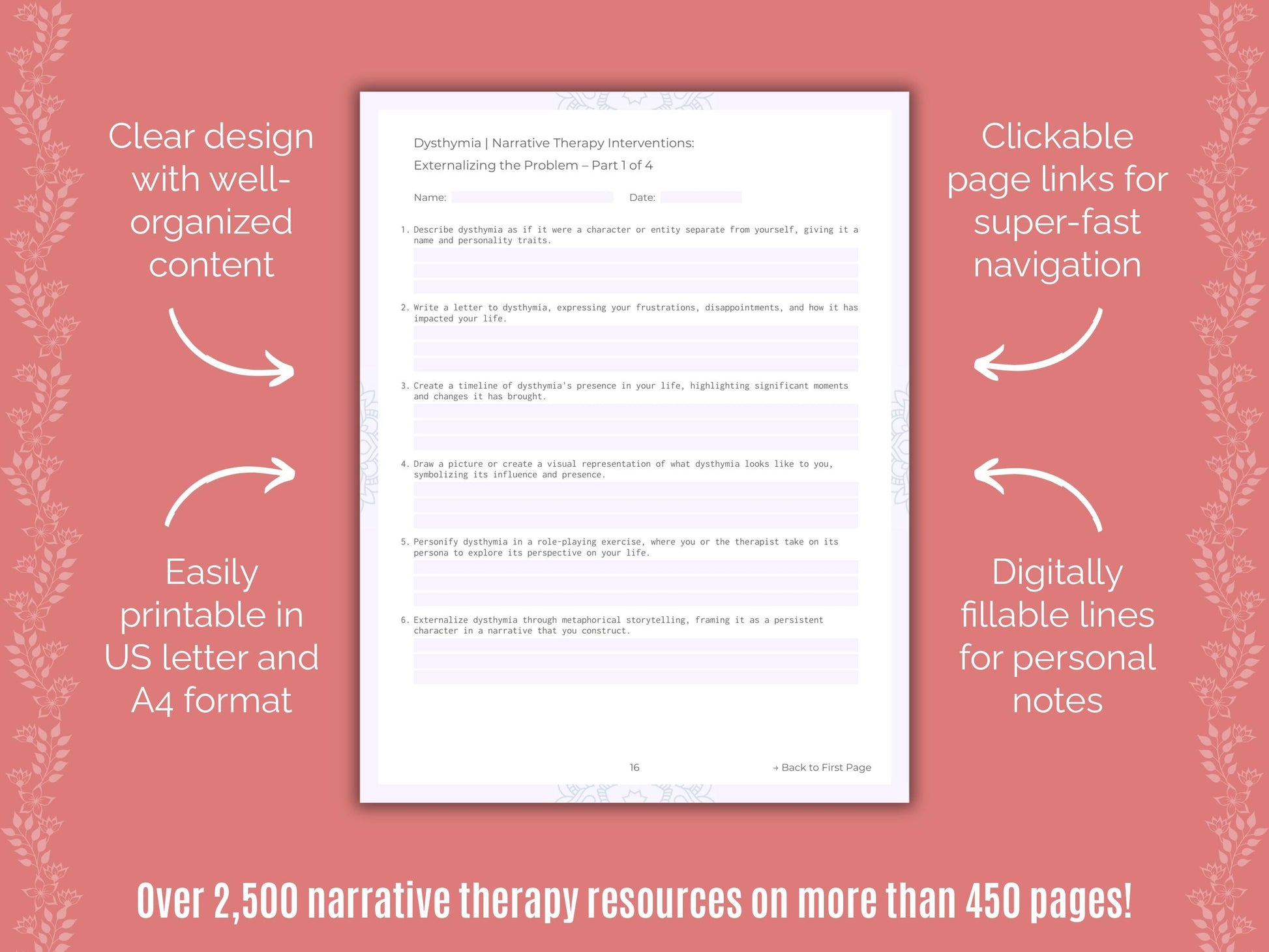 Dysthymia Narrative Therapy Counseling Templates