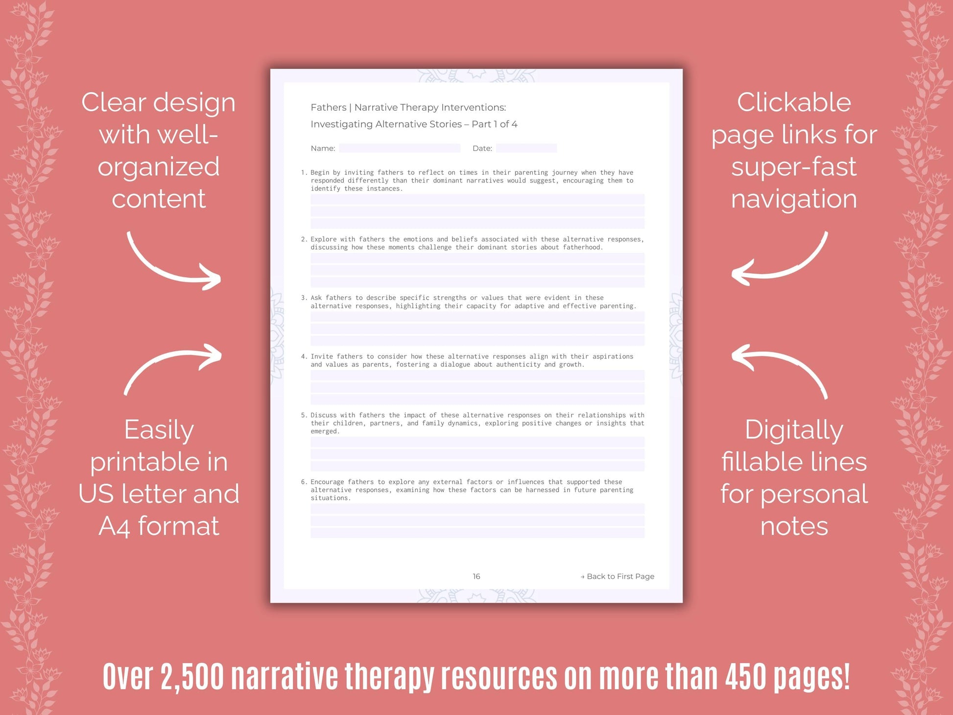 Fathers Narrative Therapy Counseling Templates