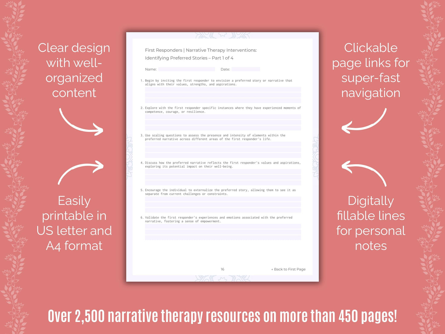 First Responders Narrative Therapy Counseling Templates