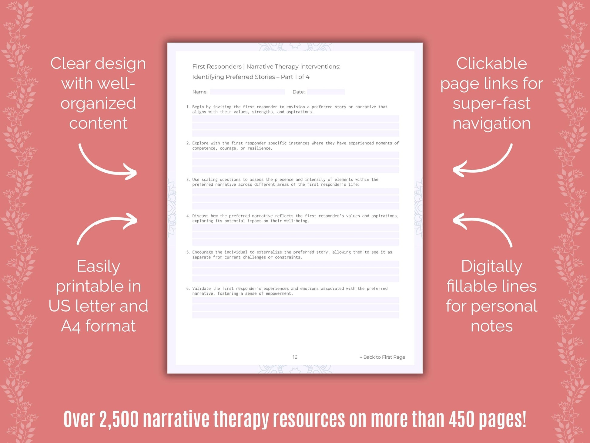 First Responders Narrative Therapy Counseling Templates