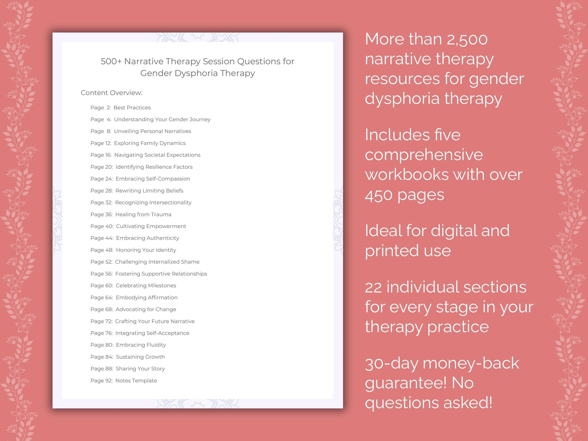 Gender Dysphoria Narrative Therapy Therapist Worksheets