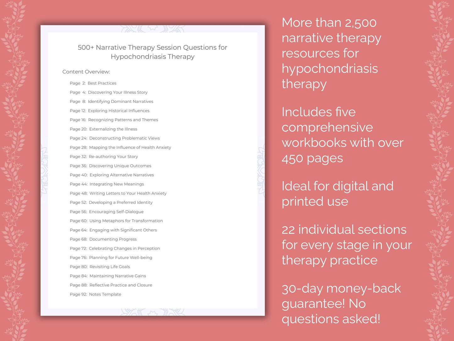 Hypochondriasis Narrative Therapy Therapist Worksheets