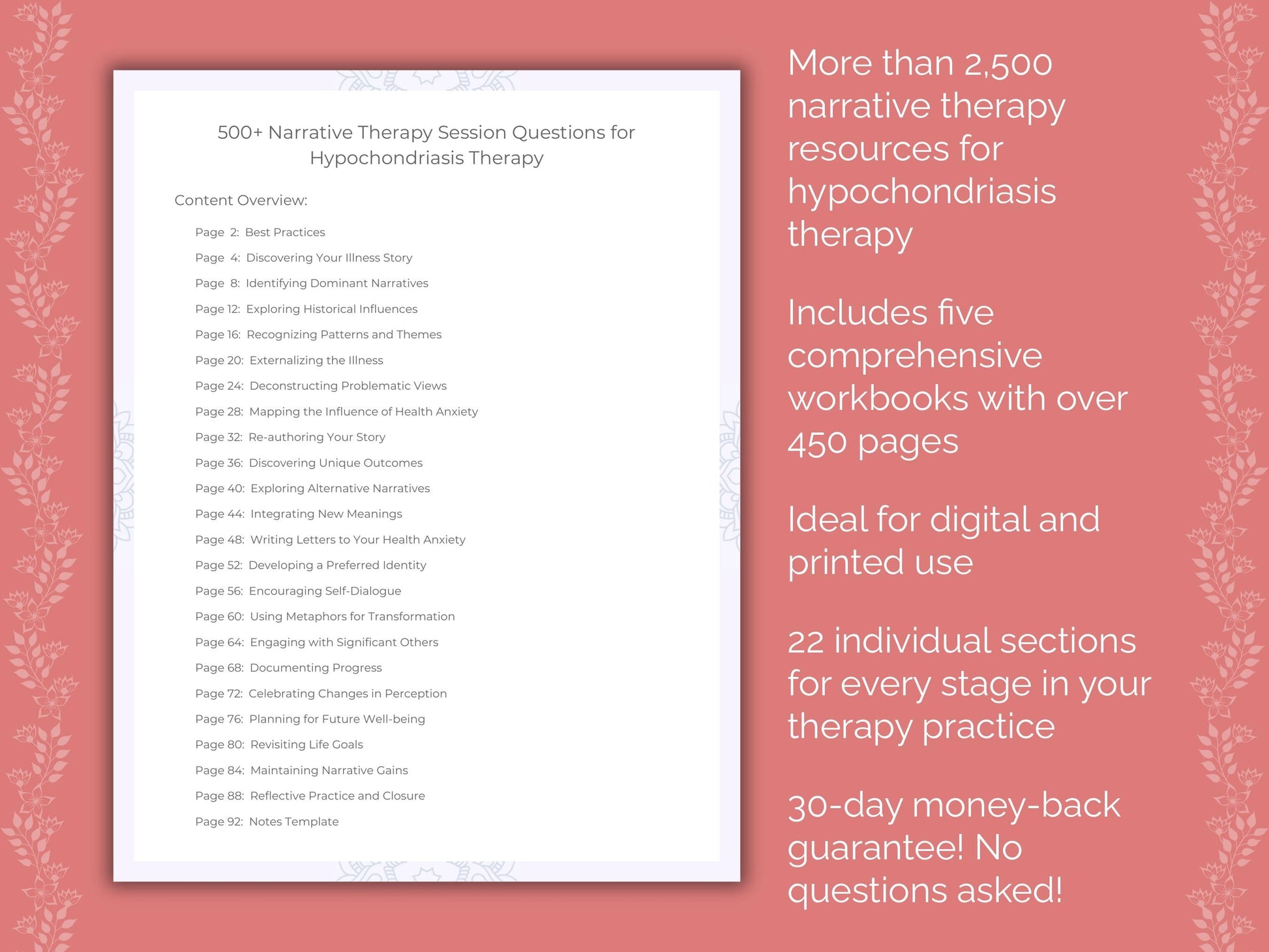 Hypochondriasis Narrative Therapy Therapist Worksheets