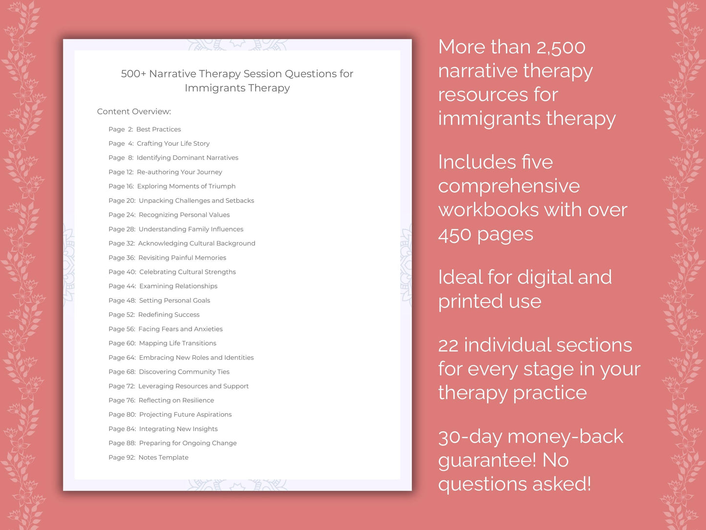 Immigrants Narrative Therapy Therapist Worksheets