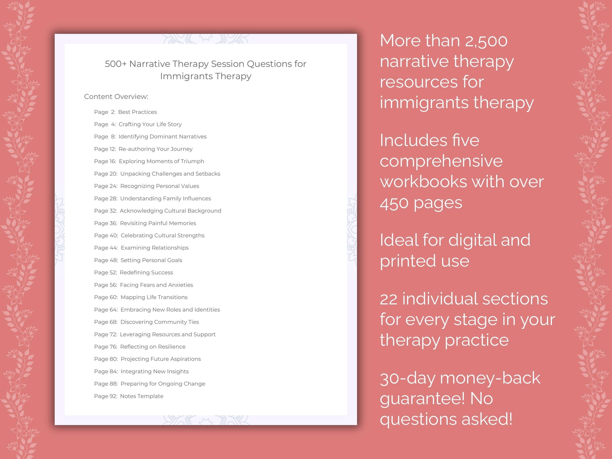 Immigrants Narrative Therapy Therapist Worksheets