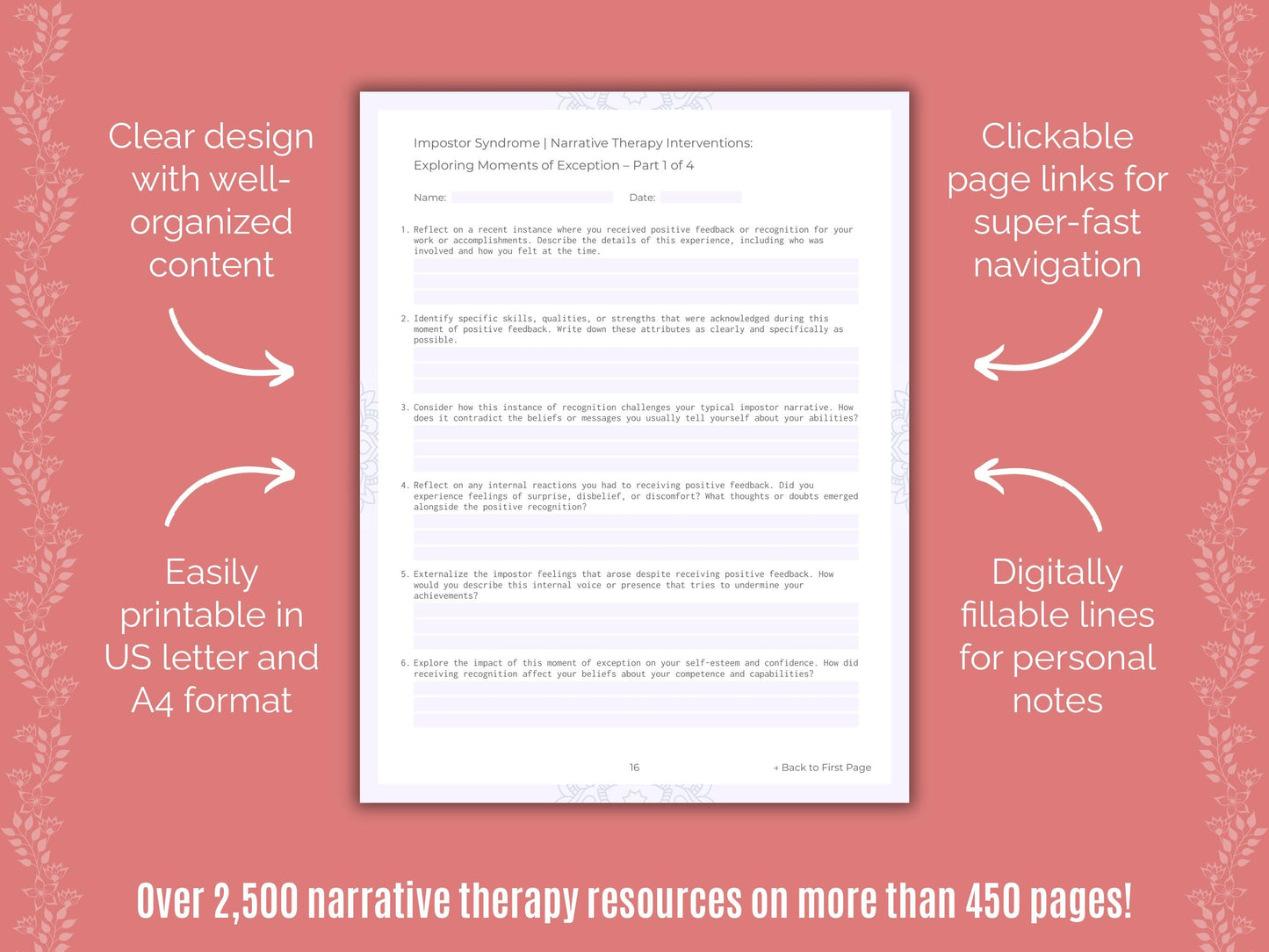 Impostor Syndrome Narrative Therapy Counseling Templates