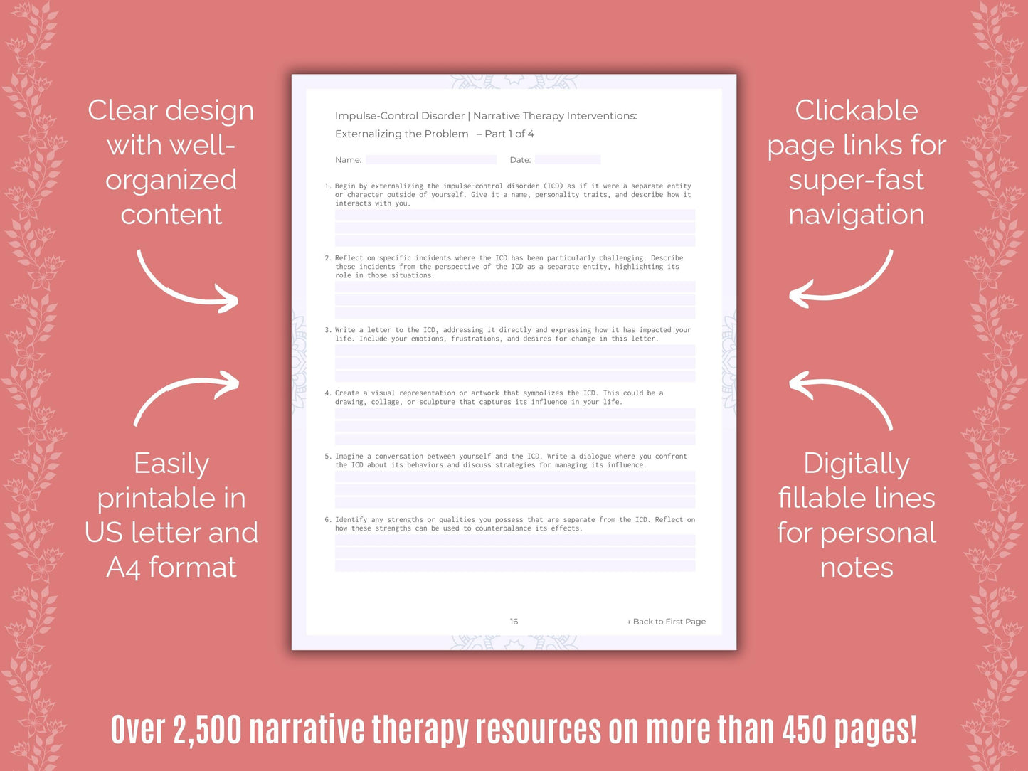 Impulse-Control Disorder (ICD) Narrative Therapy Counseling Templates