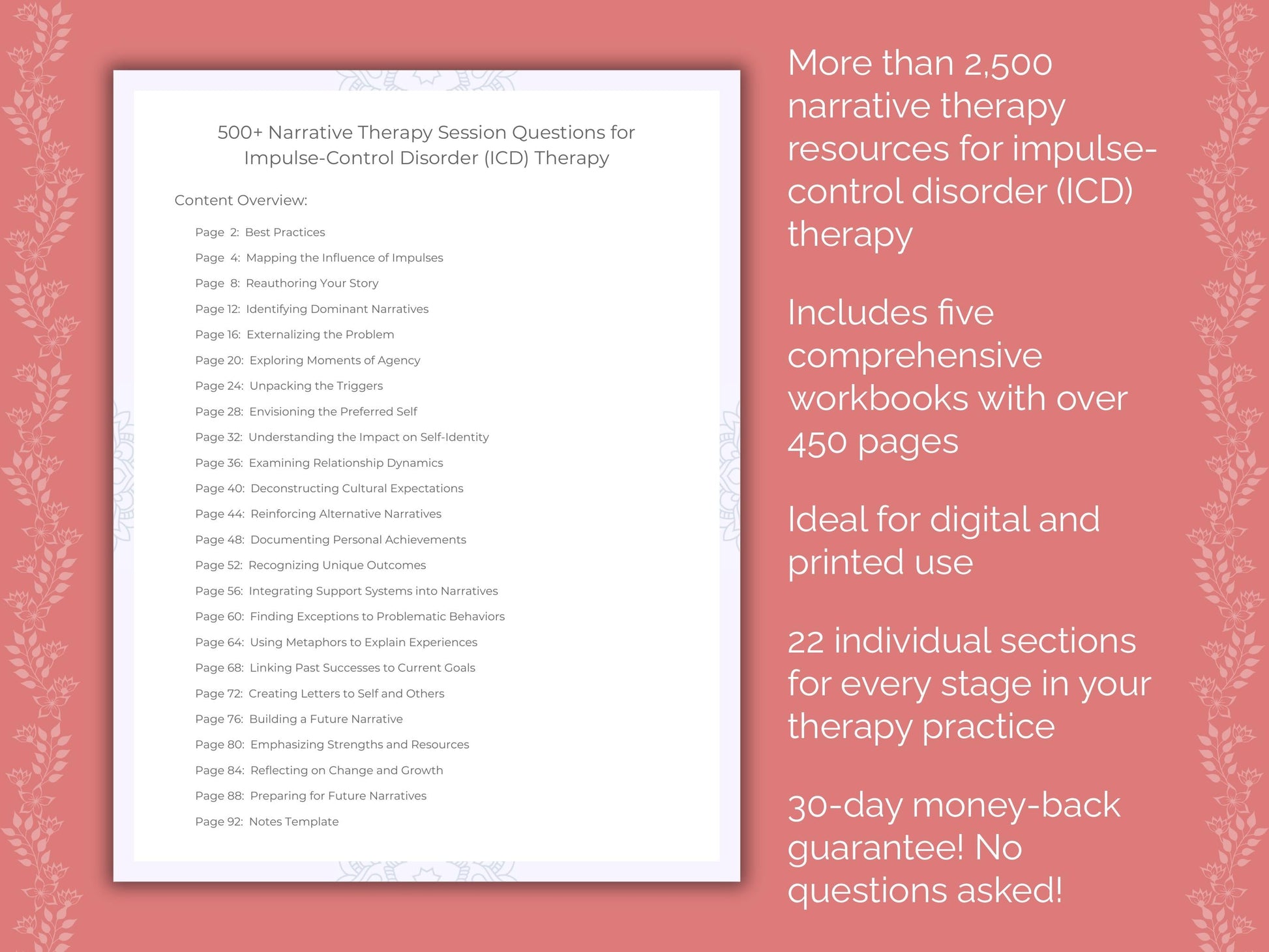 Impulse-Control Disorder (ICD) Narrative Therapy Therapist Worksheets