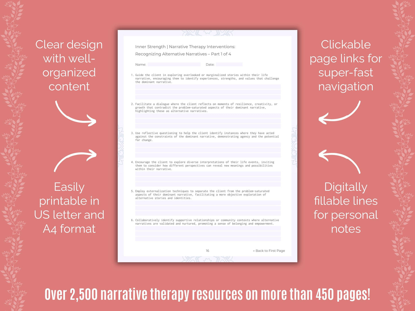 Inner Strength Narrative Therapy Counseling Templates