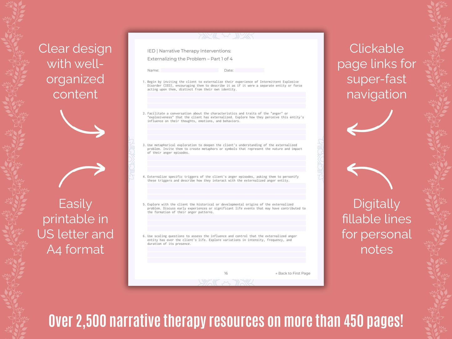 Intermittent Explosive Disorder (IED) Narrative Therapy Counseling Templates