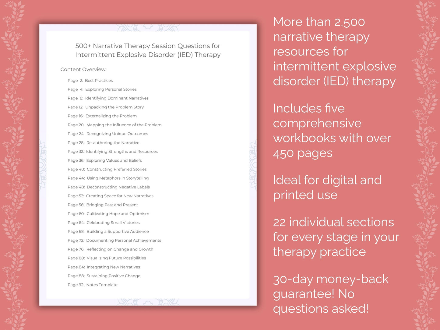 Intermittent Explosive Disorder (IED) Narrative Therapy Therapist Worksheets