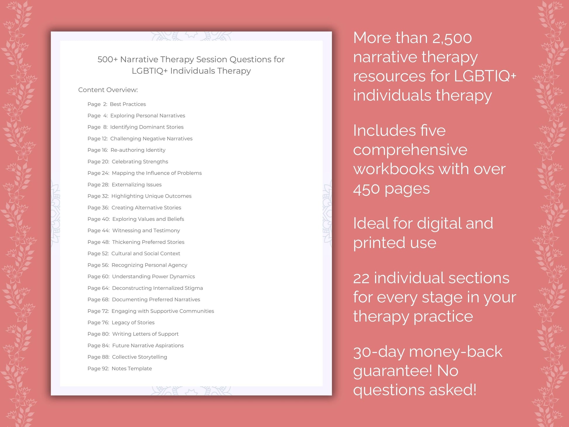 LGBTIQ+ Individuals Narrative Therapy Therapist Worksheets