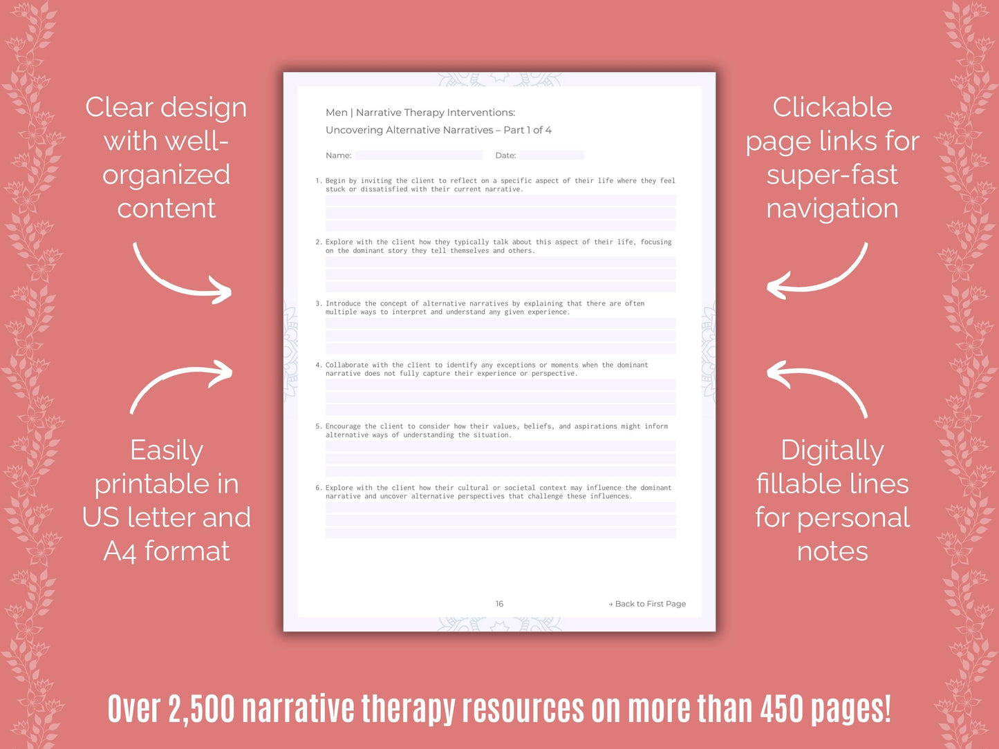 Men Narrative Therapy Counseling Templates