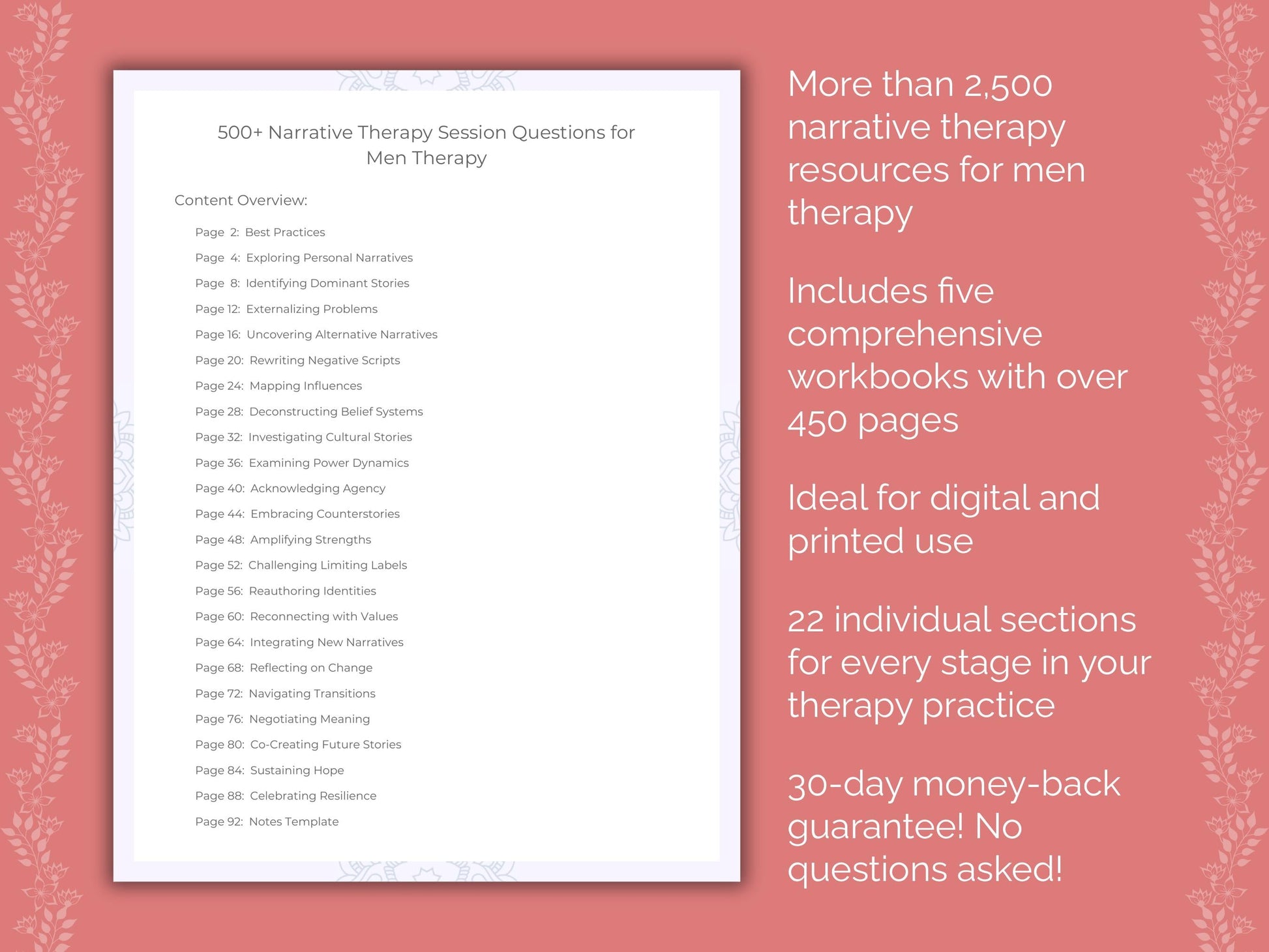 Men Narrative Therapy Therapist Worksheets