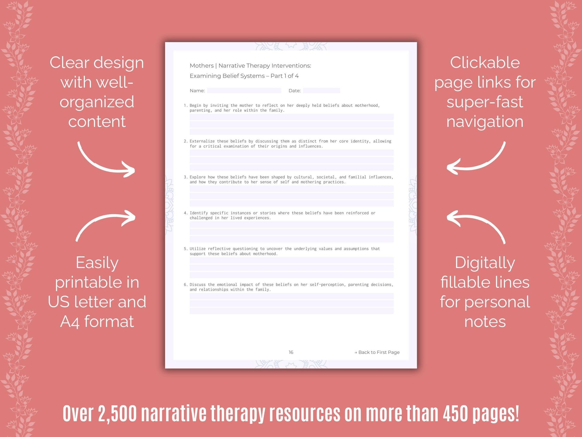 Mothers Narrative Therapy Counseling Templates