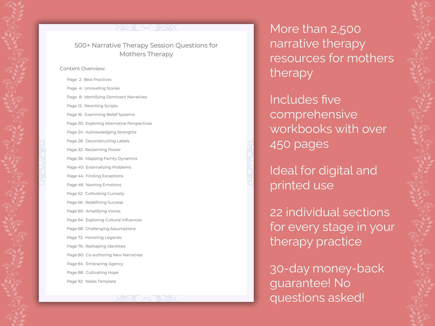 Mothers Narrative Therapy Therapist Worksheets